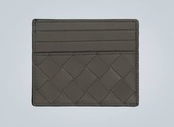 Leather cardholder with weave motif