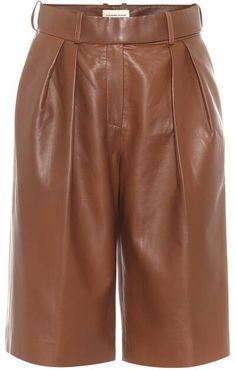 Leather high-rise shorts