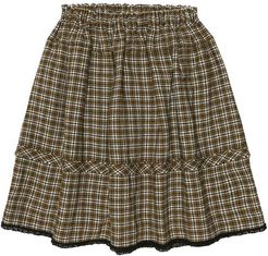 Checked wool-blend skirt