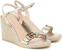 Double G leather espadrille wedges