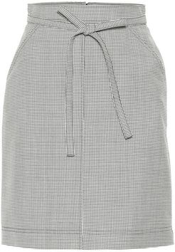 Houndstooth wool-blend skirt