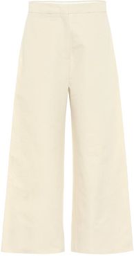 High-rise wide-leg cotton pants