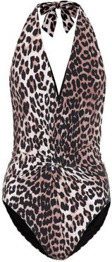 Leopard-print halterneck swimsuit