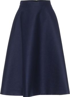 Stretch-wool midi skirt