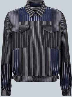 Pinstriped patchwork blouson jacket