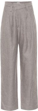 Checked linen, wool and silk wide-leg pants