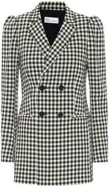 gingham double-breasted blazer