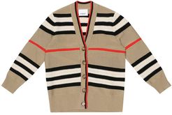 Icon stripe wool and cashmere cardigan