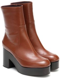 Leather platform ankle boots