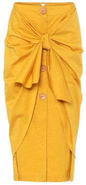 Fresh Lemon stretch-cotton midi skirt