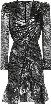 Zebra-print silk-blend minidress