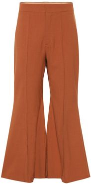 Stretch-wool flared pants