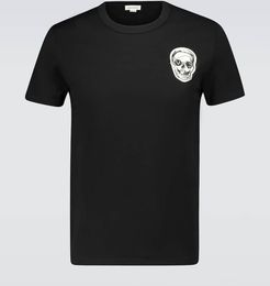 Skull embroidered cotton T-shirt