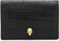 Croc-effect leather wallet