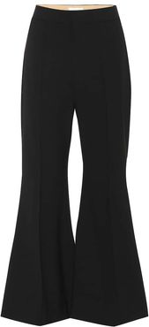 Stretch-wool flared pants