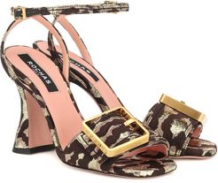 Leopard-brocade sandals