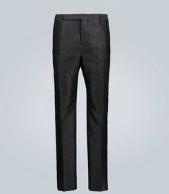 Floral wool-blend jacquard pants