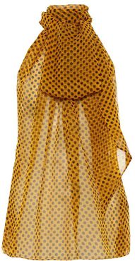 Polka-dot silk mousseline top