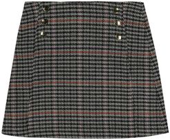 Checked cotton-blend skirt