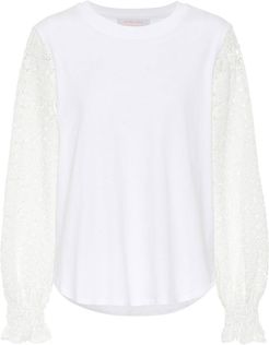 Lace-trimmed cotton-jersey top
