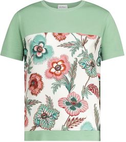 Floral wool and silk T-shirt