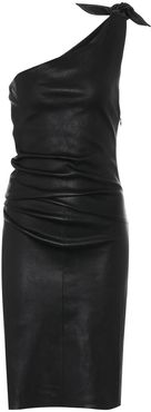 Pepita one-shoulder leather dress