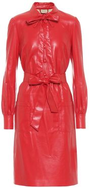 The Leatherette faux leather shirt minidress