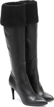 Bonnet knee-high leather boots