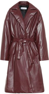 Padded leather coat