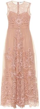 embroidered silk gown