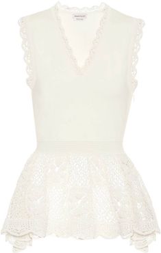 Lace-trimmed sleeveless top