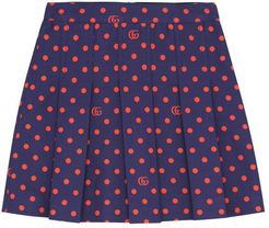 Polka-dot cotton-blend skirt