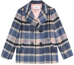 Checked faux fur coat