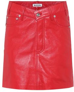 High-rise leather miniskirt