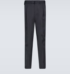 Belted silk-blend pants