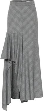 Asymmetric wool midi skirt