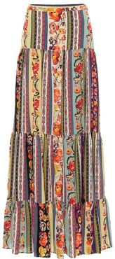 Printed silk maxi skirt