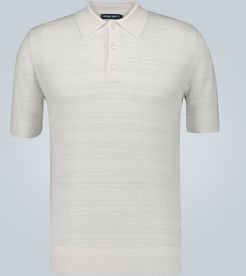 Merino wool perforated polo shirt