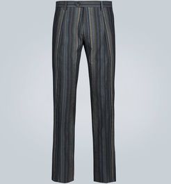 Linen and cotton-blend pants