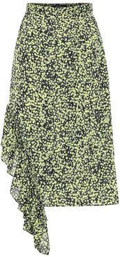 Floral high-rise midi skirt