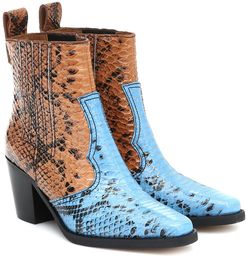 Western snake-effect ankle boots