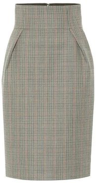 Checked wool pencil skirt