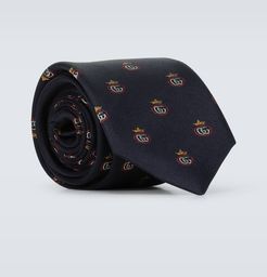 Double G crown jacquard silk tie