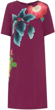 Floral cotton-blend crÃªpe dress