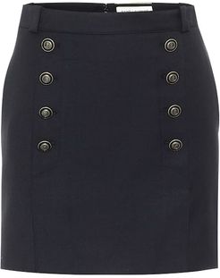 High-rise virgin wool miniskirt