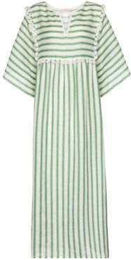 Striped linen midi dress