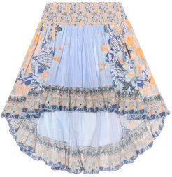 Embellished printed cotton skirt