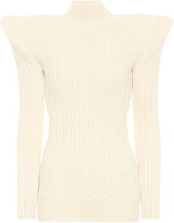 Pagoda cable-knit chenille sweater