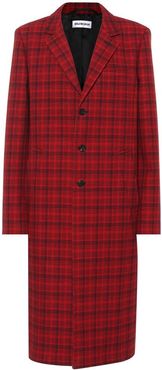 Checked cotton-blend coat
