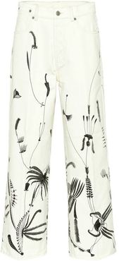 Printed wide-leg jeans